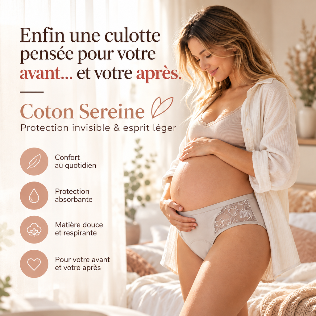 Culotte Pré & Post-Partum "Coton Sereine" – Protection Invisible & Esprit Léger