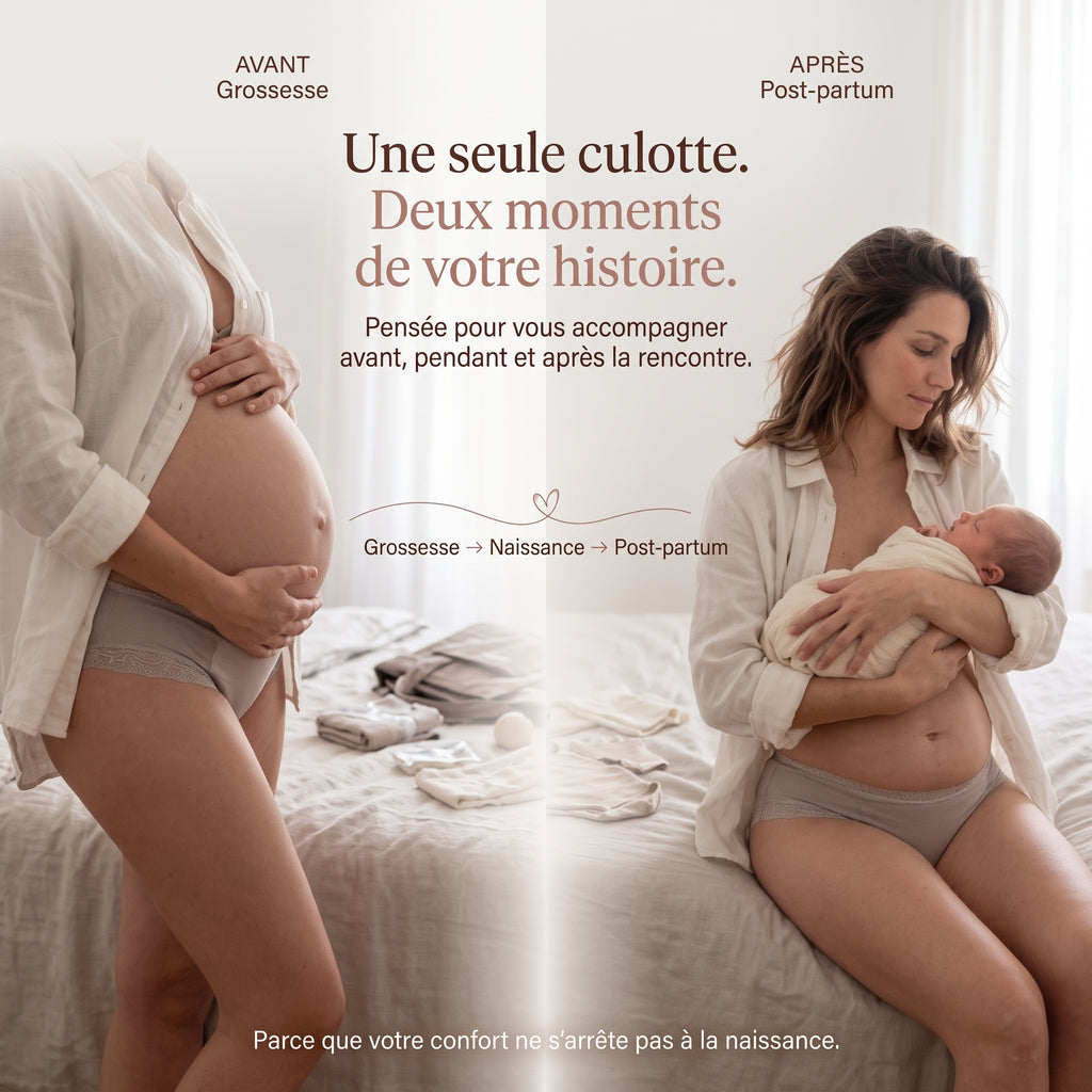 Culotte Pré & Post-Partum "Coton Sereine" – Protection Invisible & Esprit Léger